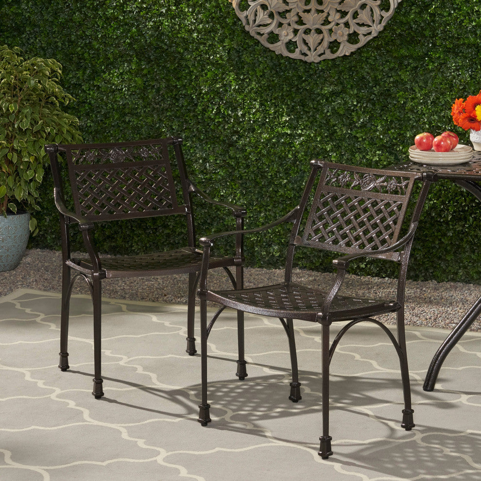 Ridgecrest Traditional Outdoor Aluminum Dining Chair, Set of 2