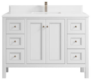 Nashville 48" Single Sink Bath Vanity, White 1.5" White Quartz