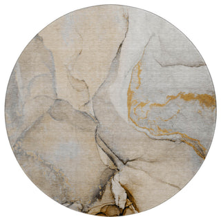 Premium Machine Washable Mayfield AMF506 Beige 8' x 8' Round Rug