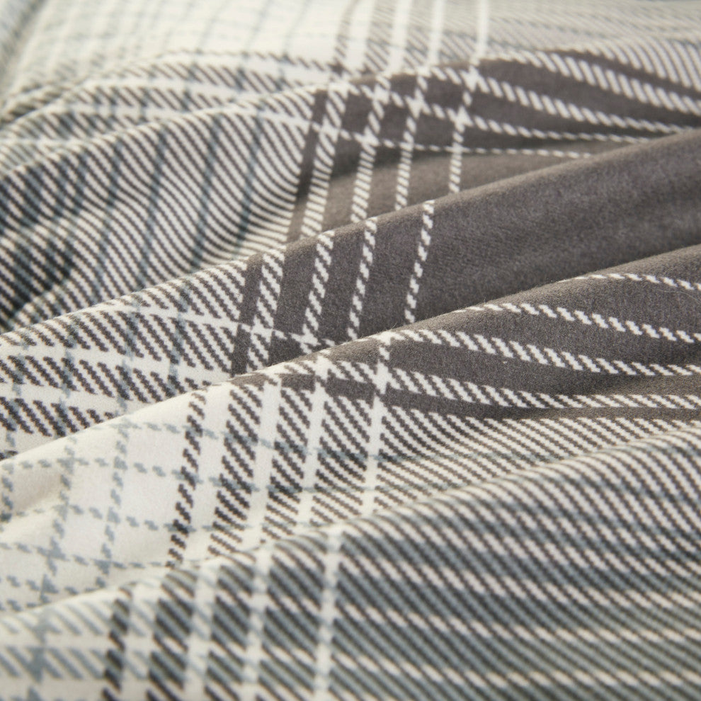 Woolrich Woodsman Plaid Soft Spun Comforter Mini Set, Liber Grey