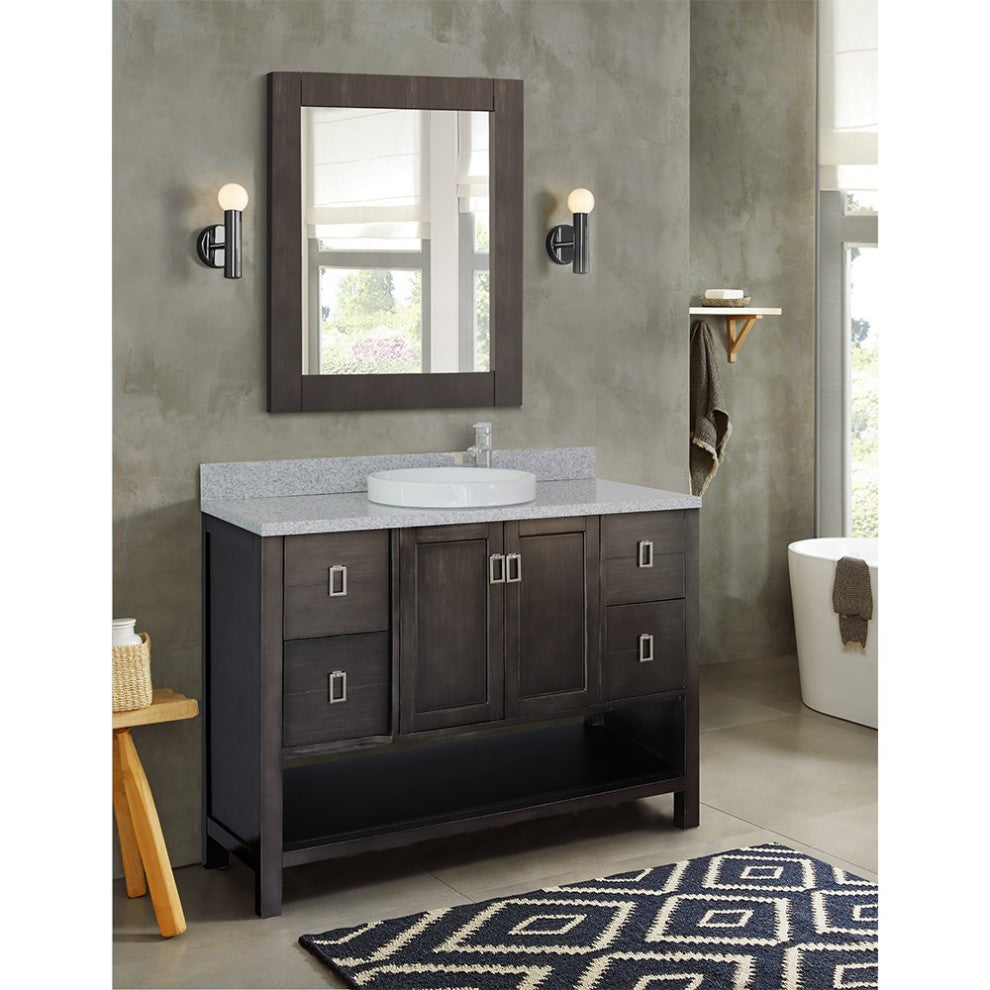 49" Single Vanity, Silvery Brown Finish With Gray Granite Top