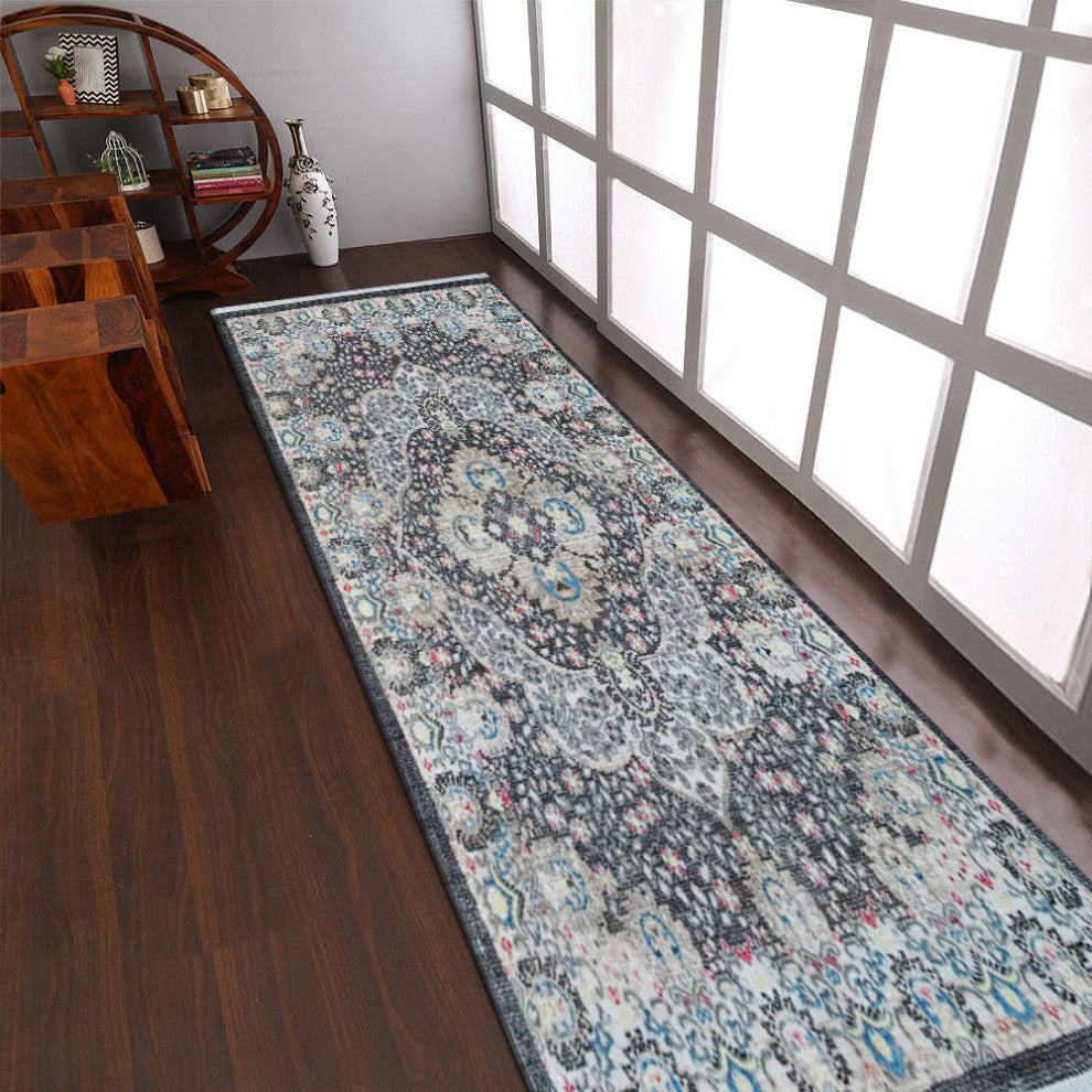 MACHINE MADE POLYESTER AREA RUGS  -Beige Black Color, Oriental ,Living room rug
