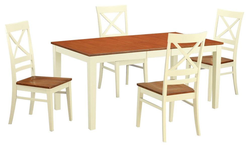 Niqu5-Whi-W, 5-Piece Dinette Set, Kitchen Table and 4 Dining Chairs