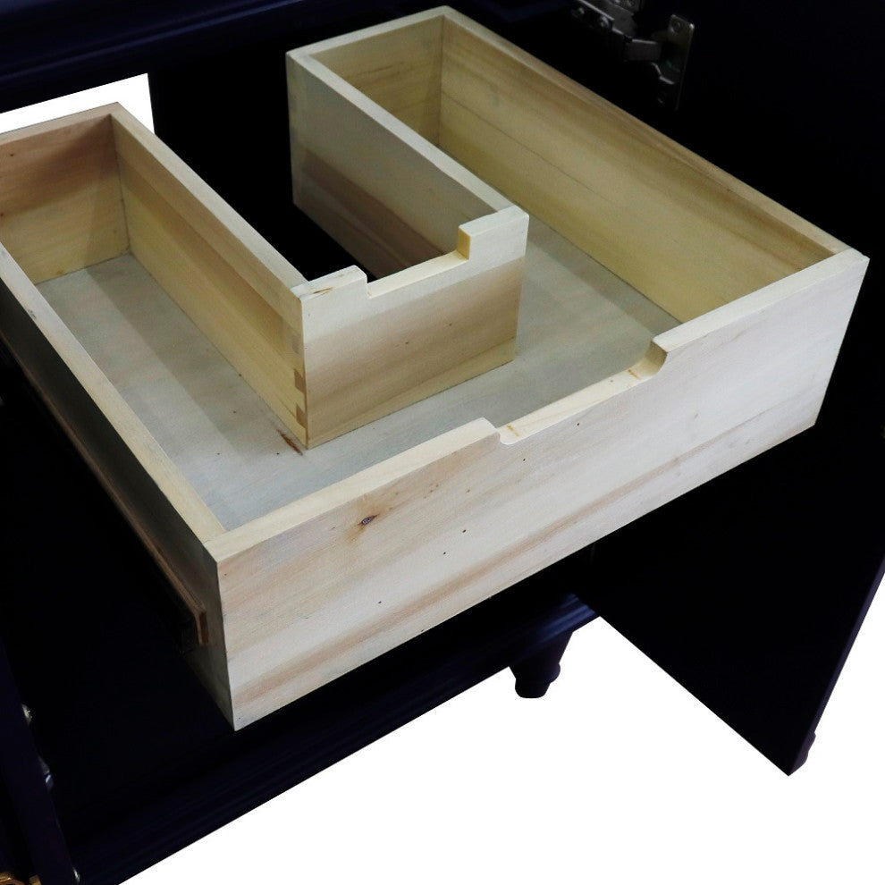 25" Single Vanity, Blue Finish With Black Galaxy And Oval Sink