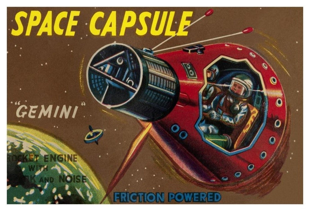 "Space Capsule Gemini" Digital Paper Print by Retrorocket, 38"x26"