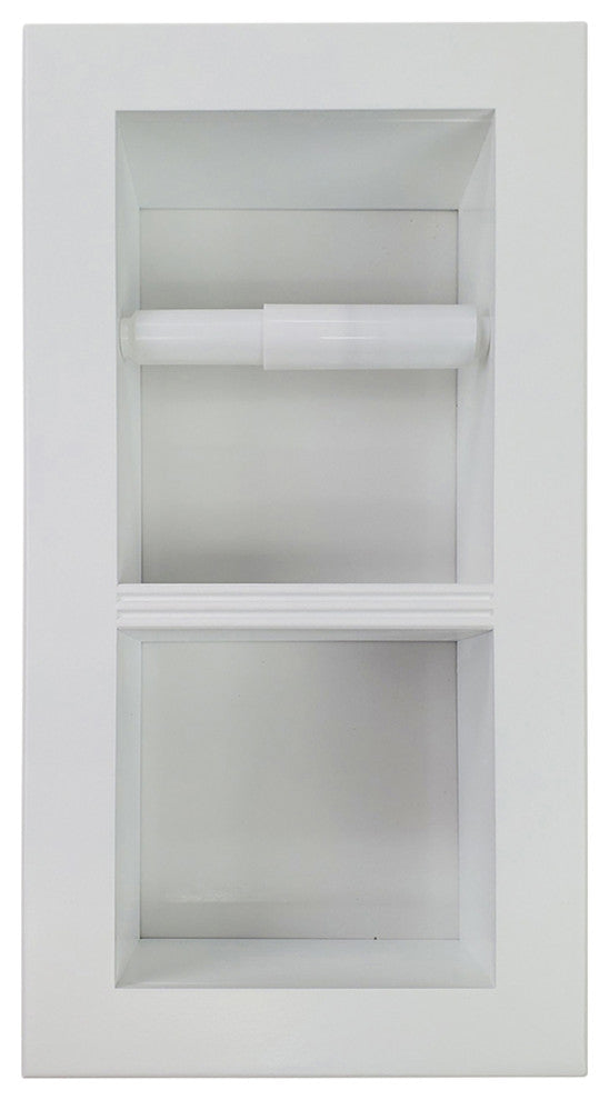 Bayshore Recessed Solid Wood Double Toilet Paper Holder 7 X 14.5, White Enamel