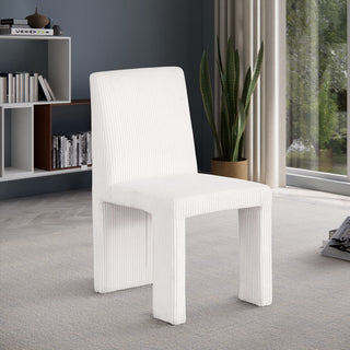 Benson Upholstered Dining Chair, Cream, Microsuede Corduroy