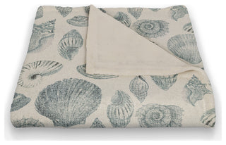 Blue Multi Shell on White 50 x 60 Coral Fleece Blanket