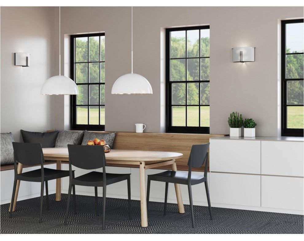 Perimeter Collection One-Light White Mid-Century Modern Pendant With metal Shade