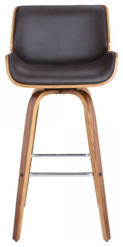 Tyler 30" Mid-Century Swivel Bar" Barstool, Brown Faux Leather