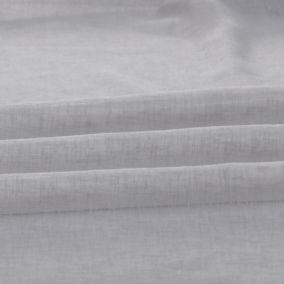 Solid FauxLinen Sheer Curtain, Single Panel, Steel Mountain, 50"x96"