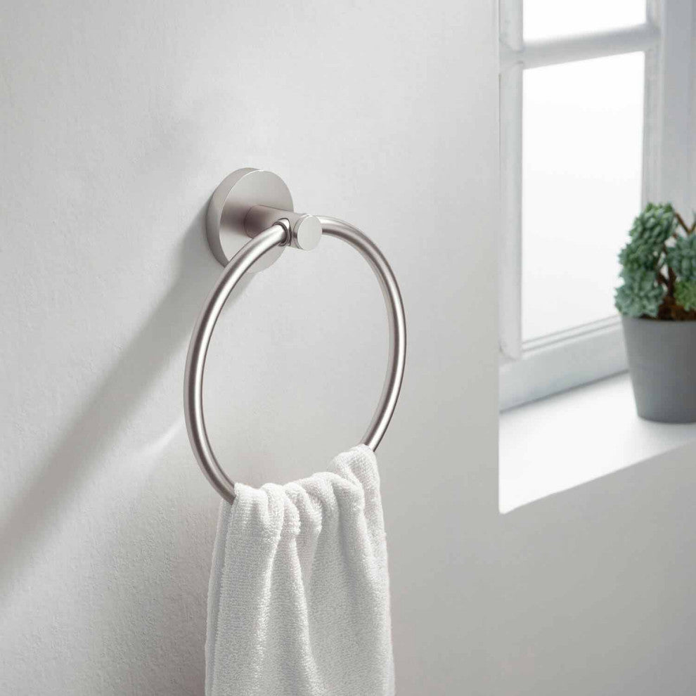 Circular Bathroom Towel Ring, Brushed Nickel