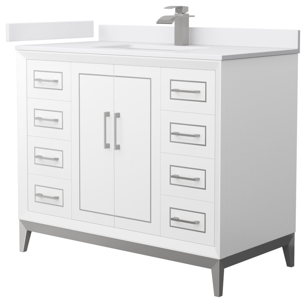 Marlena 42" Single Vanity, Cultured Top, Nickel Trim