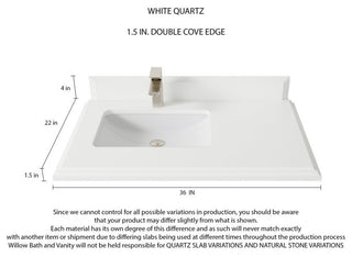 Boston 36 Left Offset Bath Vanity in Evergreen 1.5" White Quartz