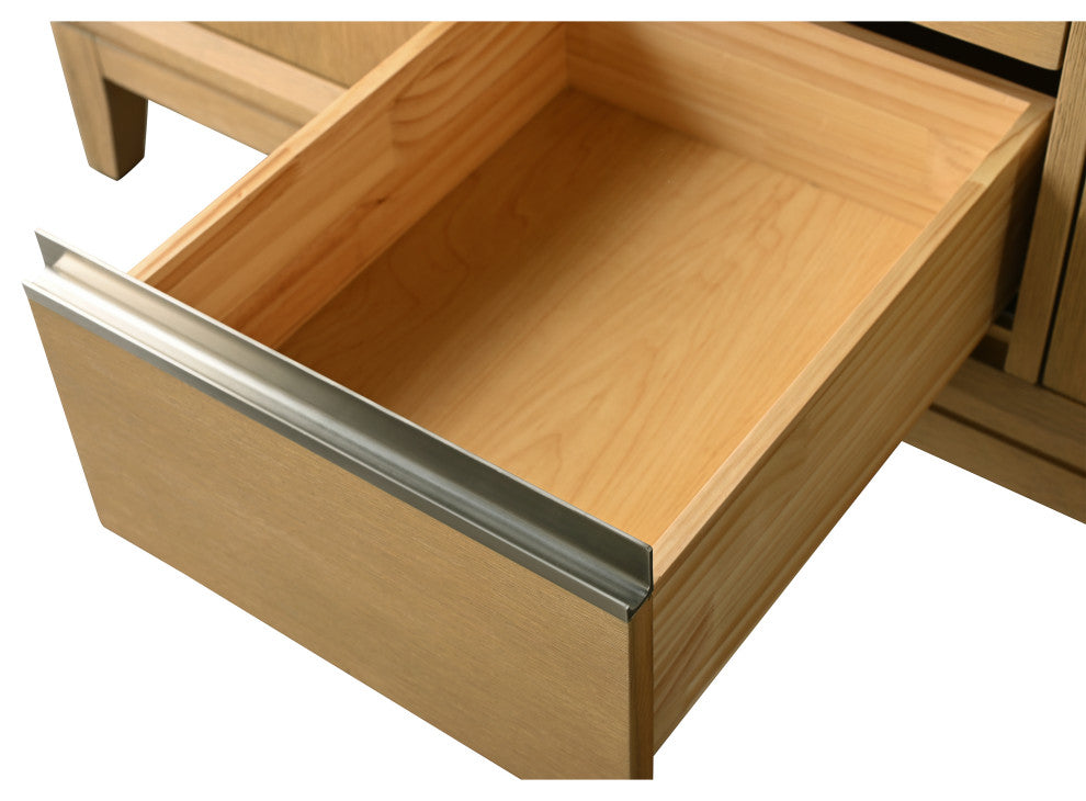 Vanity Art Bathroom Vanity With Sink, Natural Oak, 60" Double