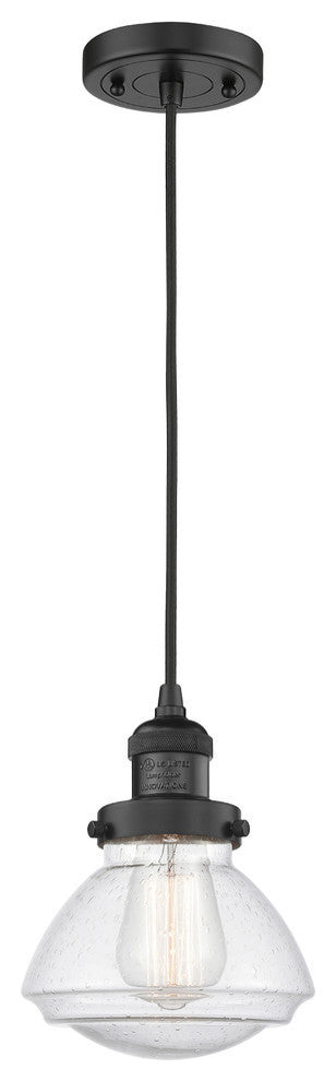 Olean 1-Light Mini Pendant, Matte Black, Seedy