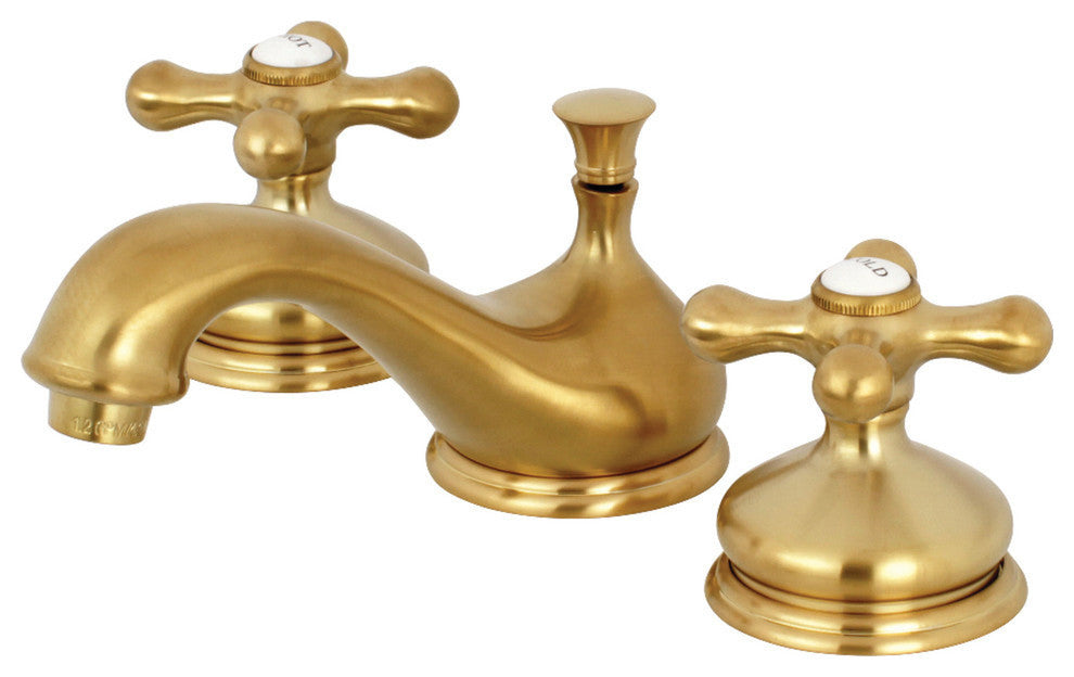 Kingston Brass Widespread Bathroom Faucet With Brass Pop-Up, Brushed Brass