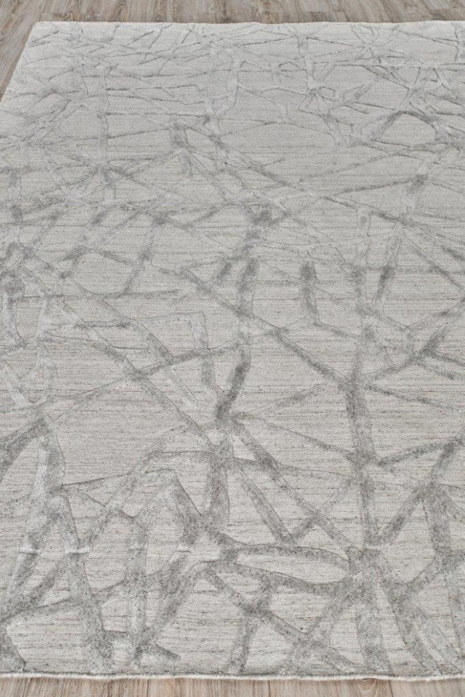 Windsor Handmade Hand Loomed Wool and Bamboo Silk Gray Area Rug