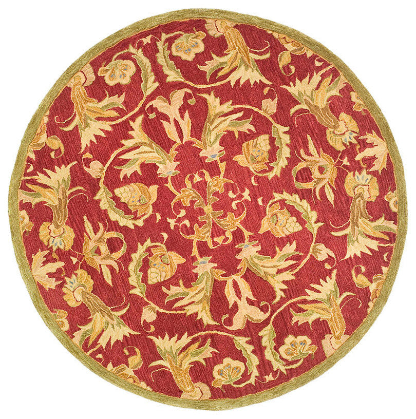 Safavieh Anatolia an527a Rug, Burgundy/Sage, 6'0"x6'0" Round