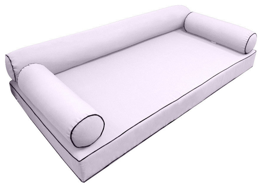 S6 Twin-XL Contrast Trim Mattress Bolster Pillow Outdoor Slip Cover ONLY AD107