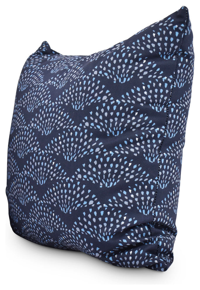 Fan Dance 20" Blue Geometric Print Decorative Throw Pillow