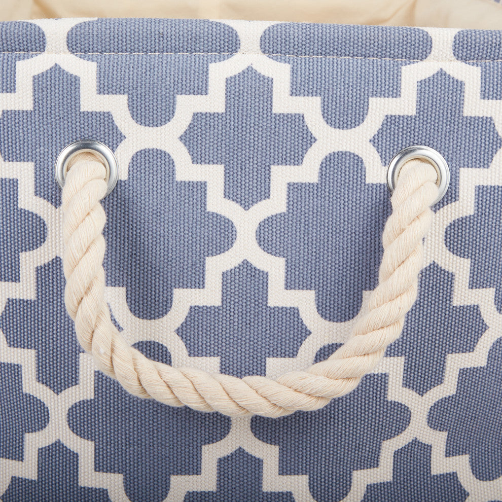 DII Polyester Bin Lattice Stonewash Blue Rectangle Large