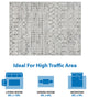 Hannah Moroccan Area Rug/Runner, Cream White, 5' x 7'