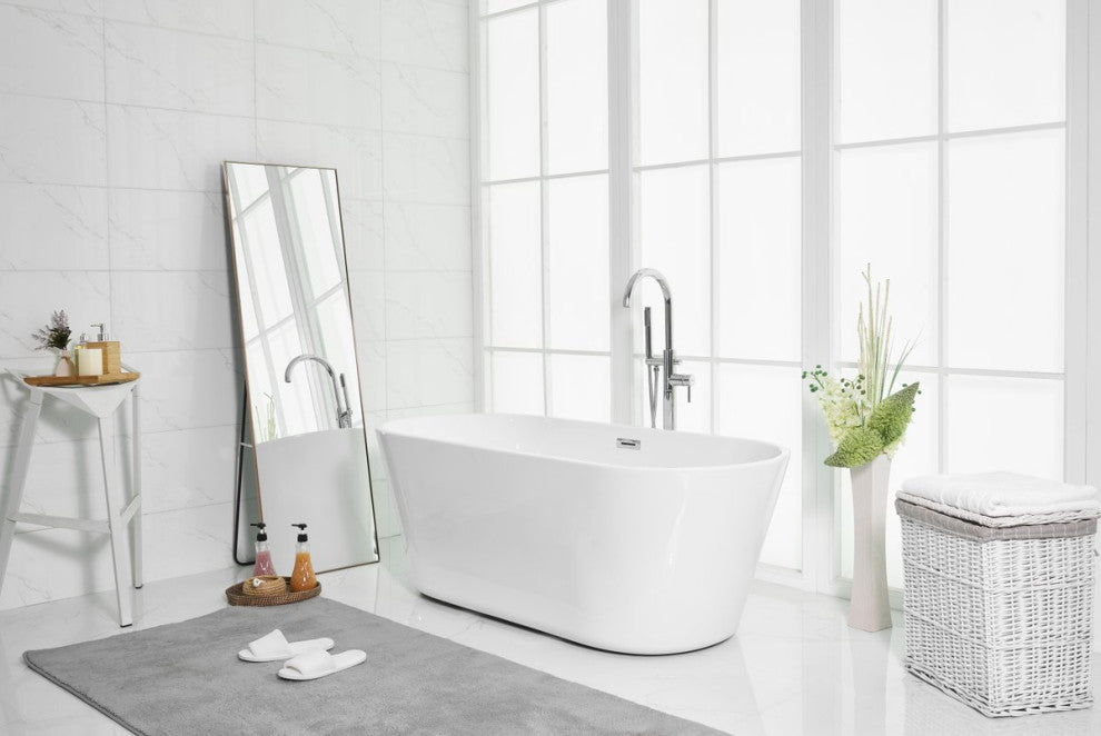 Owen 65" Soaking Roll Top Bathtub, Glossy White