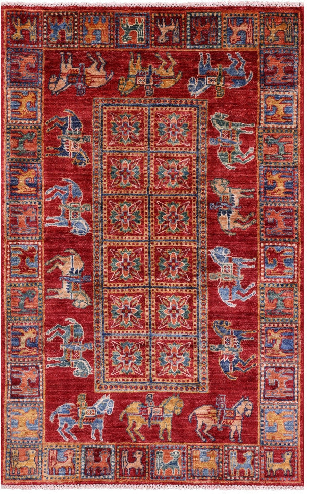 2' 7" X 4' 1" Antiqued Pazyryk Historical Design Hand-Knotted Rug Q10872