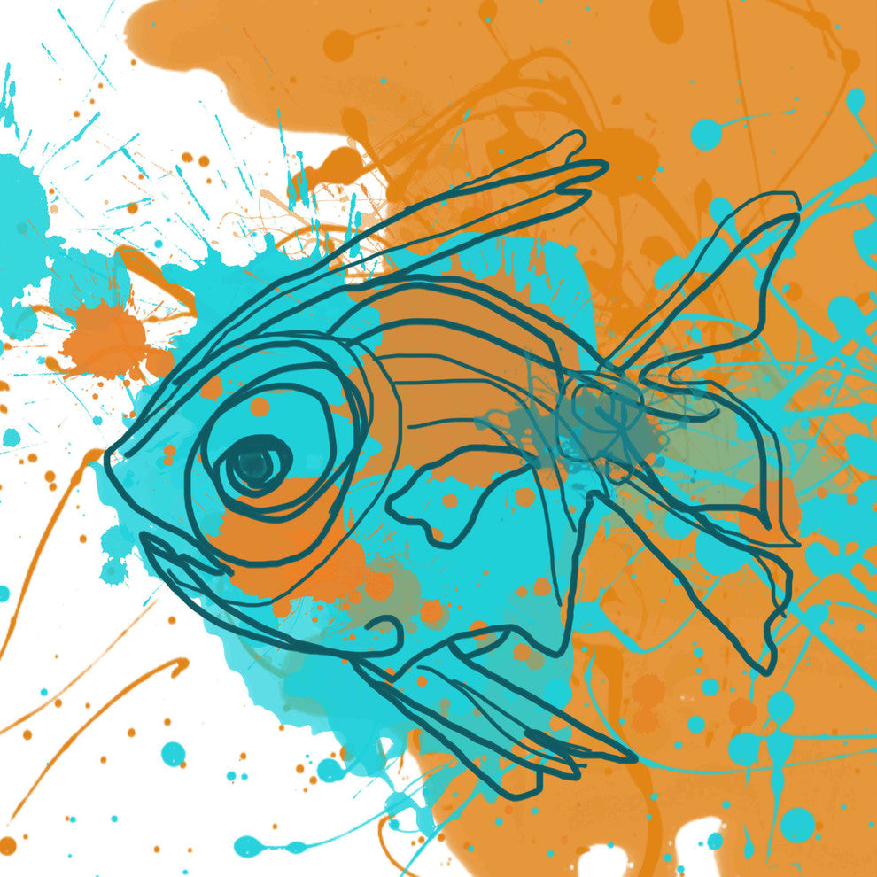 "Aqua Fish" Painting Print on Canvas by Irena Orlov