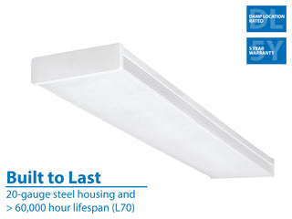 4' LED Wraparound Fixture With Prismatic Lens, 5000k, Standard Output