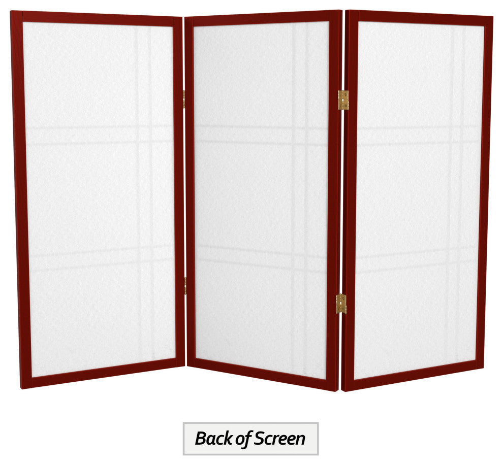 3' Tall Double Cross Shoji Screen, Rosewood, 3 Panels