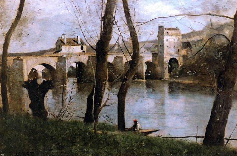 Jean-Baptiste-Camille Corot The Bridge at Mantes Gallery Wrapped Canvas Print