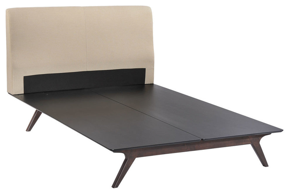 Modern Contemporary Set of 5, Queen Size Bedroom Set, Beige, Fabric, Wood