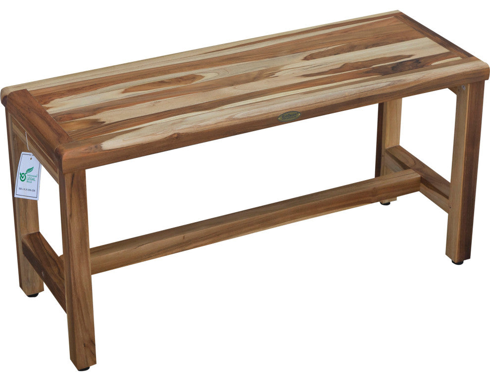 EcoDecors EarthyTeak Classic 35" Teak Shower Bench, 35"