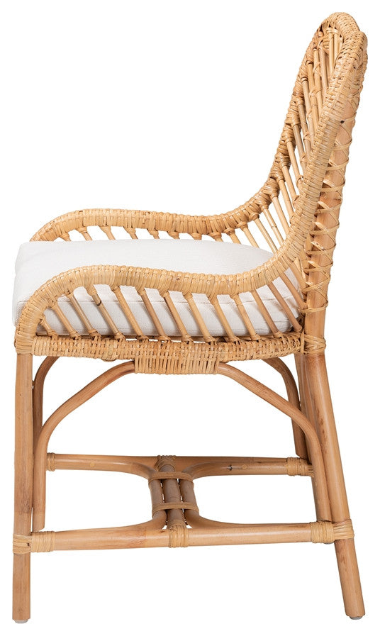 Modern Bohemian Natural Brown Rattan Dining Chair