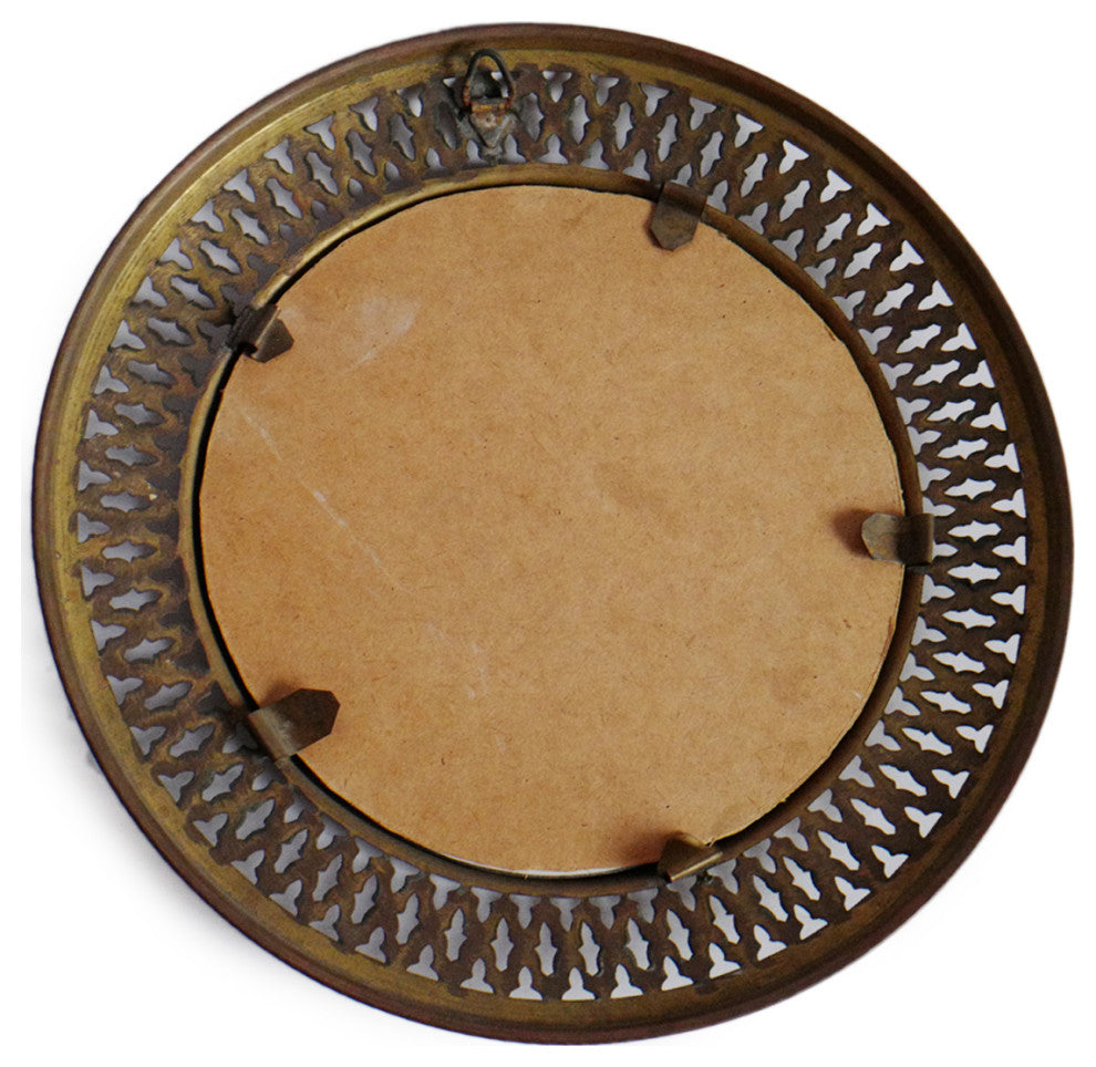 Round Vintage Brass Mirror