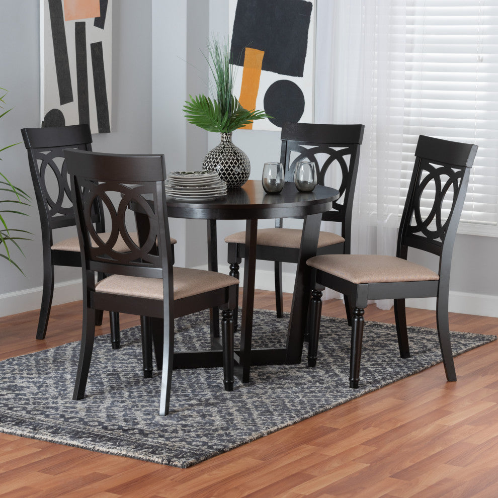 Jenny 5-Piece Dining Set, Beige/Dark Brown