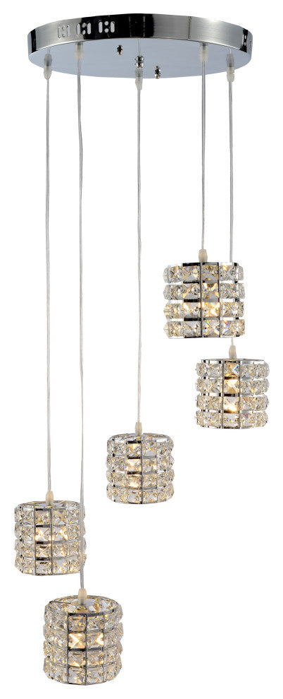 Artistry Lighting, LED Cylinder Crystal Pendant 5-Light