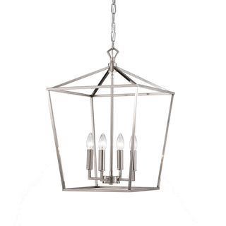 4-Light Brushed Nickel Lantern Pendant Chandelier 16in.