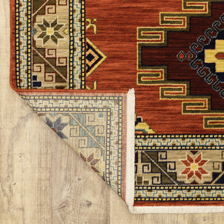 Lizbeth Medallion Border Red/Multi Wool Blend Fringed Area Rug, 2'6"X12'
