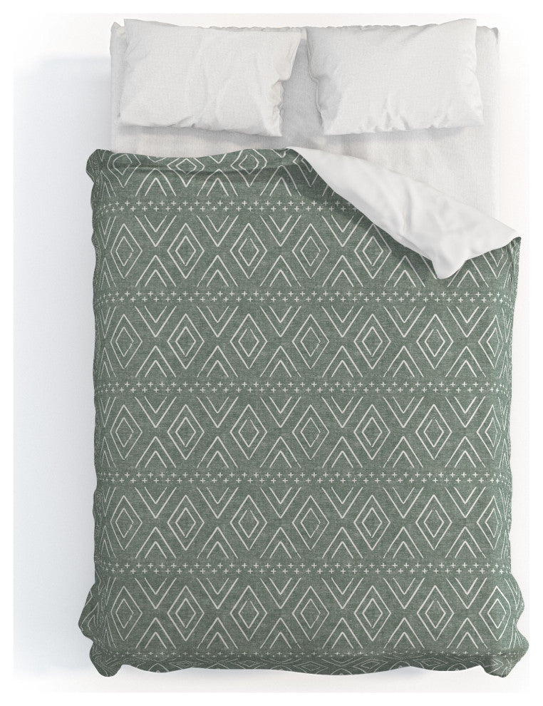 Deny Designs Little Arrow Design Co Farmhouse Diamonds Sage Bed in a Bag, Queen