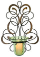 Luxe Gold Bronze Swirl Scroll Wall Candle Holder Pillar Sconce Ribbon Ornate