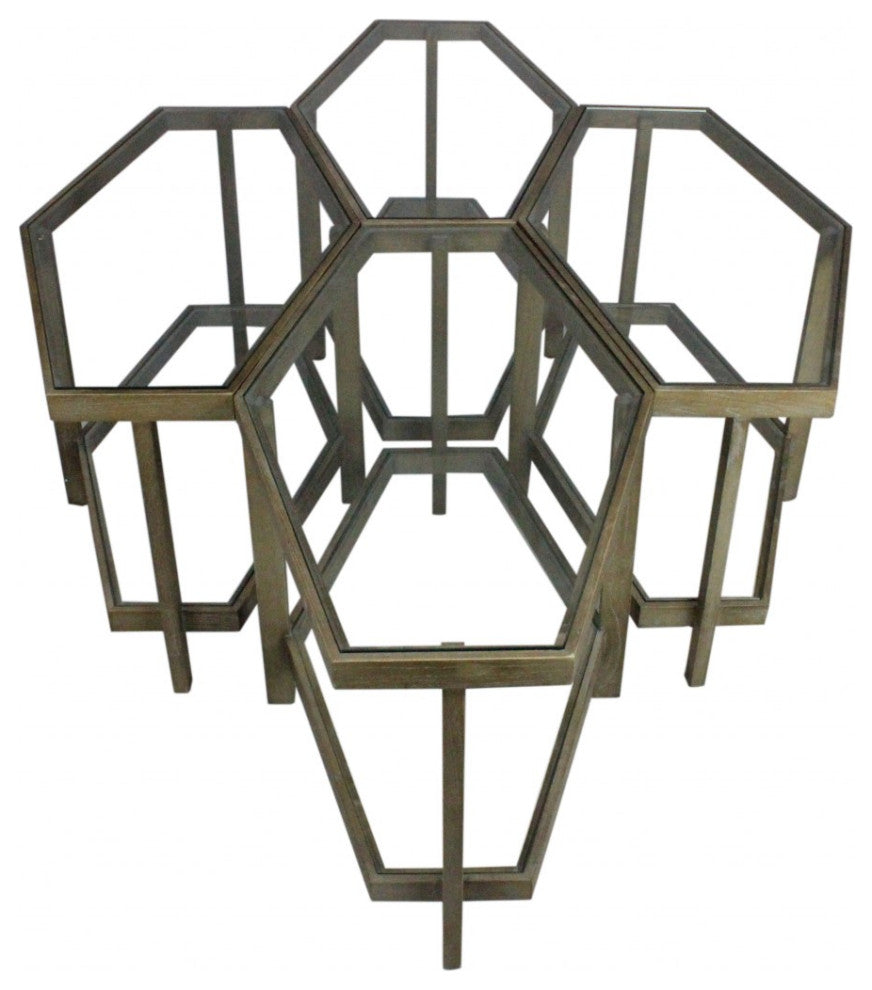 Modern Hexagonal Glass Top Coffee Table
