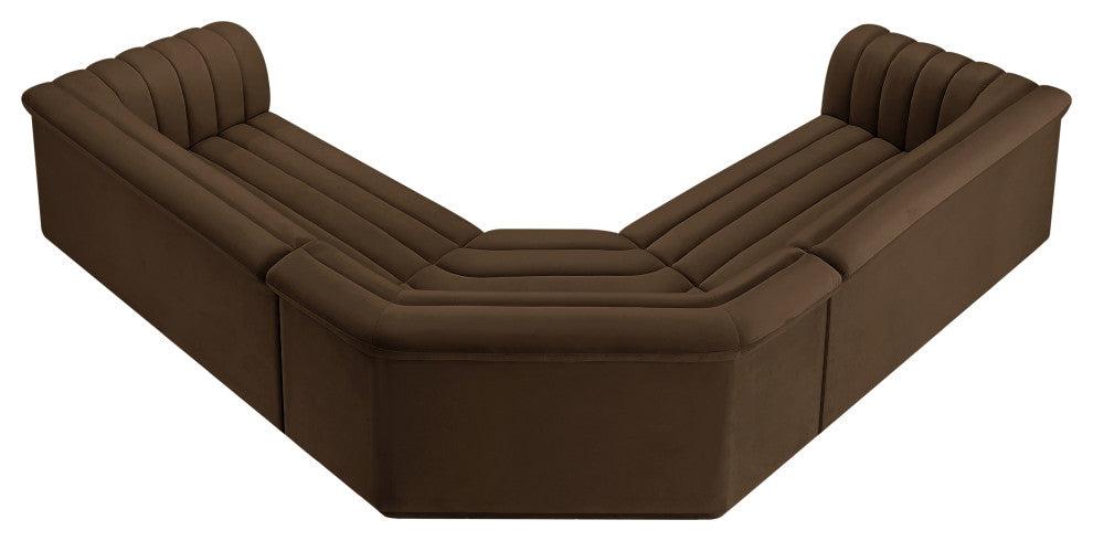 Cascade Upholstered Modular Sofa, Brown, Velvet, Corner Sectional