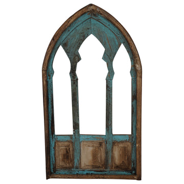 Trinity Architectural Gothic Wall Wood Window, Turquoise