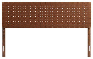Sparta Weave Vegan Leather King Headboard, Walnut Brown