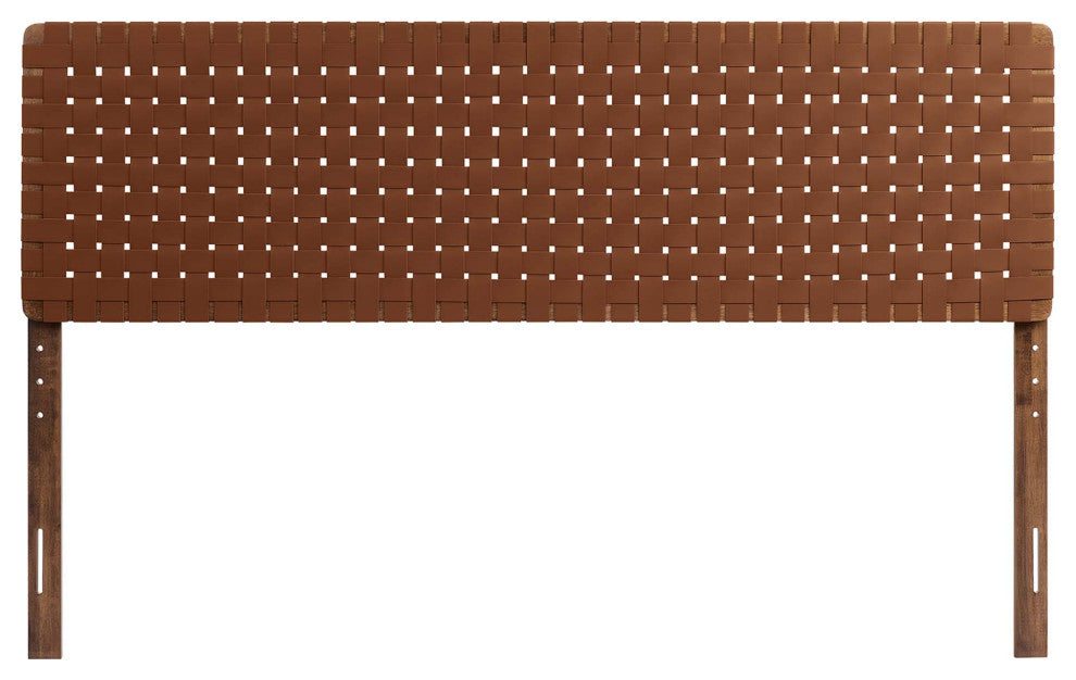 Sparta Weave Vegan Leather King Headboard, Walnut Brown