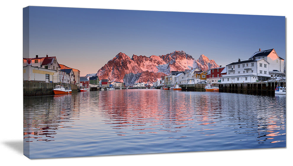 Henningsvaer on the Lofoten Norway, Modern Landscape Canvas Art, 40x20