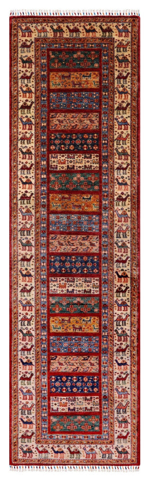 Runner Hand Knotted Tribal Persian Gabbeh Rug 2' 9" X 10' 1" Q6569